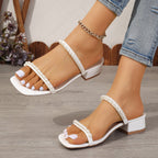 Damen elegante und bequeme Sandalen mit Perlenverzierung R&B