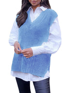 Damen Strickweste im modernen Oversized-Schnitt mit V-Ausschnitt