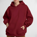 Damen Lockere Kapuzenpullover aus weichem Fleece mit Kängurutasche R&B