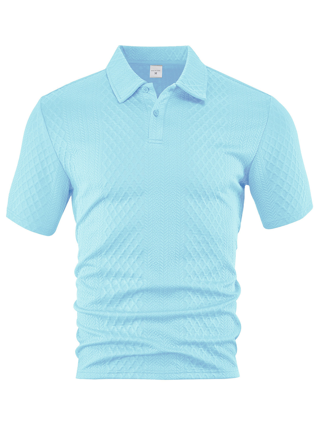 Herren nan texturiertes Jacquard-Poloshirt kurzärmelig schmaler Schnitt mit Polokragen R&B
