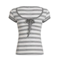 Damen Kurzarm T-Shirt mit verspieltem Schnürdetail R&B