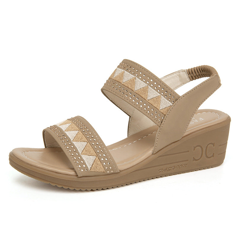 Damen Wedge-Sandalen mit dekorativem Riemendesign und komfortablem Fußbett R&B