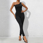 Damen Eleganter One-Shoulder Jumpsuit mit figurbetonter Passform R&B