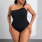 Damen Einteiler Badeanzug mit asymmetrischem Design und raffiniertem Schulterdetail R&B