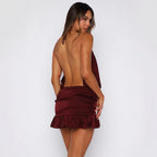 Damen verspieltes Minikleid mit raffinierten Rüschen und Bindedetail R&B