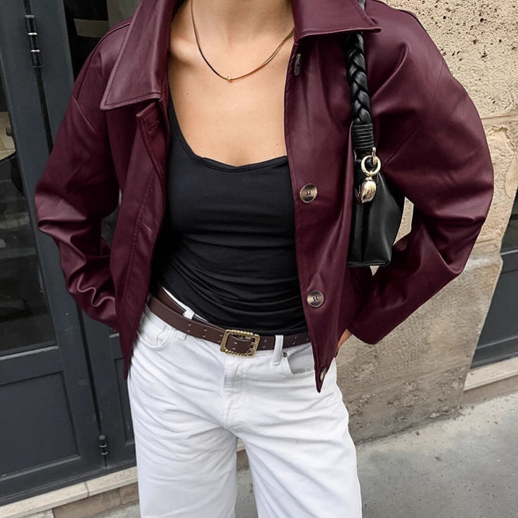 Damen Kunstlederjacke im modischen Oversized-Schnitt R&B