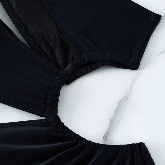 Damen Einteiler Badeanzug mit asymmetrischem Schnitt und Raffung R&B