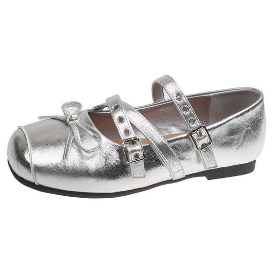 Damen Ballerinas mit verstellbaren Riemchen und süßem Schleifendesign R&B