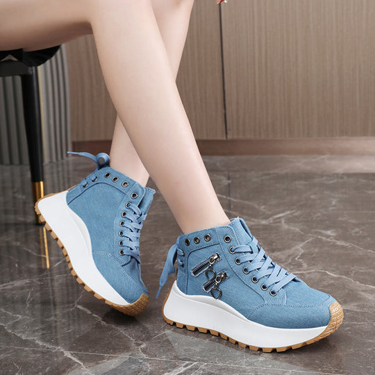 Damen High-Top Sneakers mit modischen Reißverschlussdetails und dämpfender Laufsohle R&B
