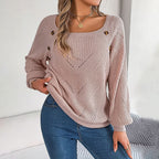 R&B | Bequemer Einfarbiger Strickpullover Für Freizeit