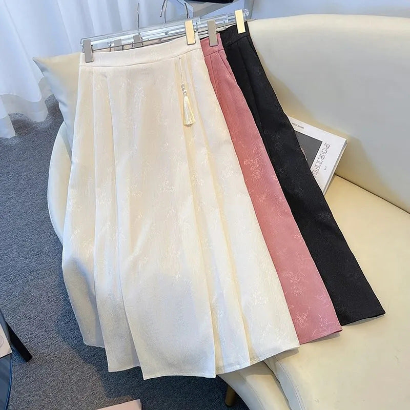 Damen Eleganter Midirock mit strukturiertem Stoff und fließendem Schnitt