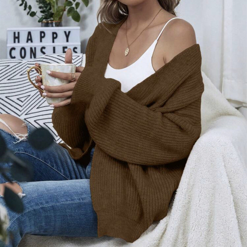 Damen Großer Strickcardigan mit voluminösen Ärmeln und eleganter Struktur R&B