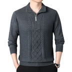 Herren Strickpullover mit hochabschließendem Kragen und durchgehendem Reißverschluss