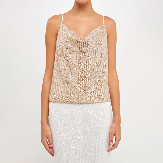 Damen Glitzerndes Spaghettiträgershirt mit V-Ausschnitt R&B