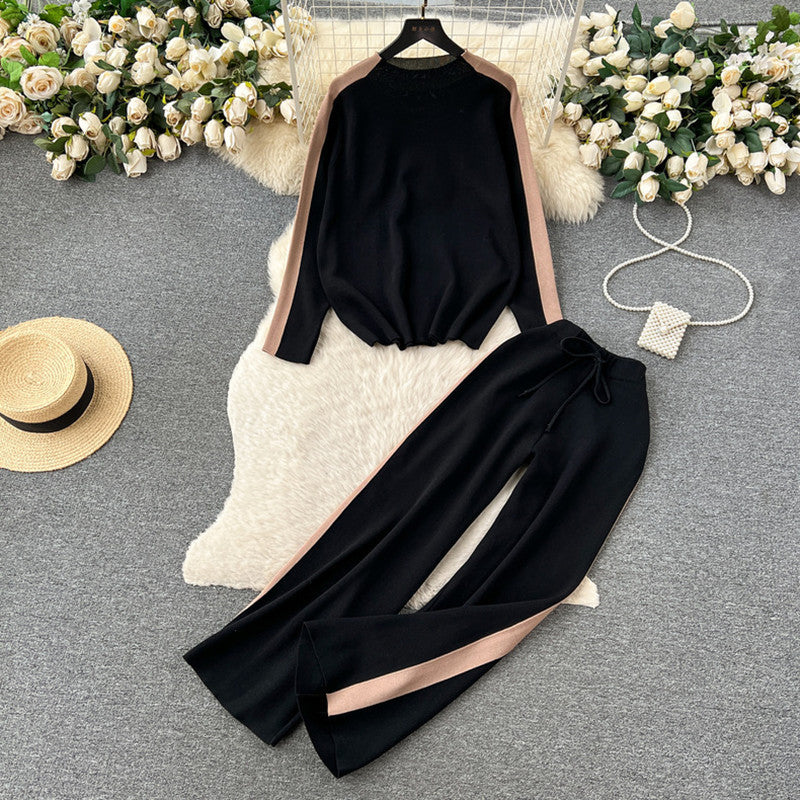 Damen sportliches Lounge-Set mit kontrastierenden Seiteneinsätzen R&B