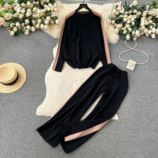 Damen sportliches Lounge-Set mit kontrastierenden Seiteneinsätzen R&B