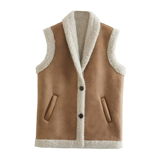 Damen Weste aus Kunstfell mit elegante Knopfdetails R&B