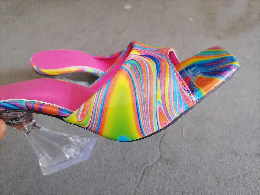Damen Modische Plateau-Sandalen mit einer eleganten Marmor-Optik und komfortablem Fußbett R&B