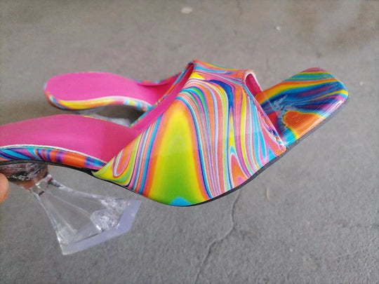 Damen Modische Plateau-Sandalen mit einer eleganten Marmor-Optik und komfortablem Fußbett R&B