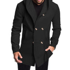 Herren eleganter und warmer Mantel mit doppelter Knopfleiste und großen Taschen R&B