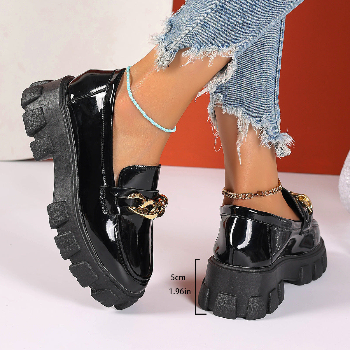 Damen Chunky Loafers mit modischer Kettenapplikation R&B