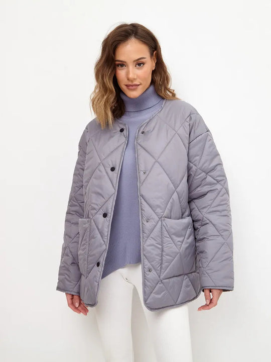 Damen gesteppte Freizeitjacke mit hoch geschlossenem Kragen und modischem Schnitt R&B