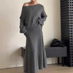 Damen Elegante Oversized-Strickkleid mit Off-Shoulder-Design