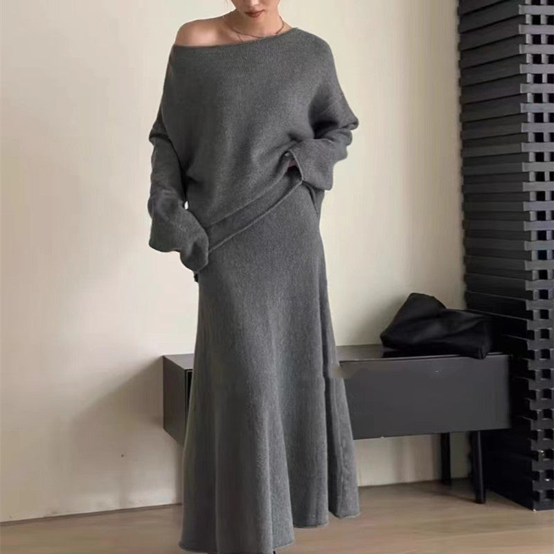 Damen Elegante Oversized-Strickkleid mit Off-Shoulder-Design
