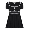 Damen Freizeitkleid mit Spitzenakzenten und eleganter Knopfleiste R&B