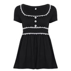 Damen Freizeitkleid mit Spitzenakzenten und eleganter Knopfleiste R&B