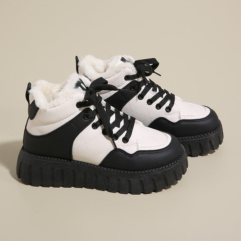 Damen Warmfutter Sneakers mit dickem Plateau R&B