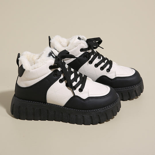 Damen Warmfutter Sneakers mit dickem Plateau R&B