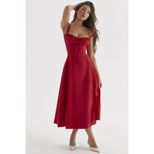 Damen Maxikleid mit floralem Design und elegantem Schlitz R&B