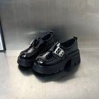 Damen elegante Schnürschuhe mit klobiger Sohle und modischen Schnallen R&B