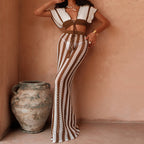 Damen stylisches Crop-Top und weite Palazzo-Hose Set R&B
