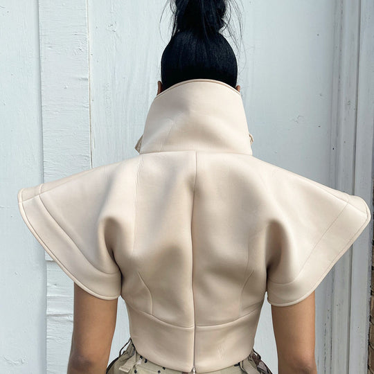 Damen Cropped Blazer mit oversized Kragen R&B