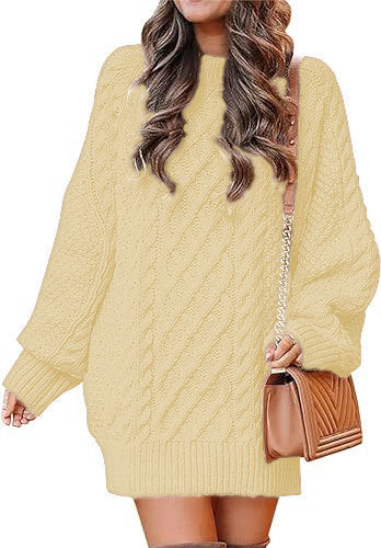 Damen Großer Strickpullover mit Zopfmuster und lässigem Schnitt R&B