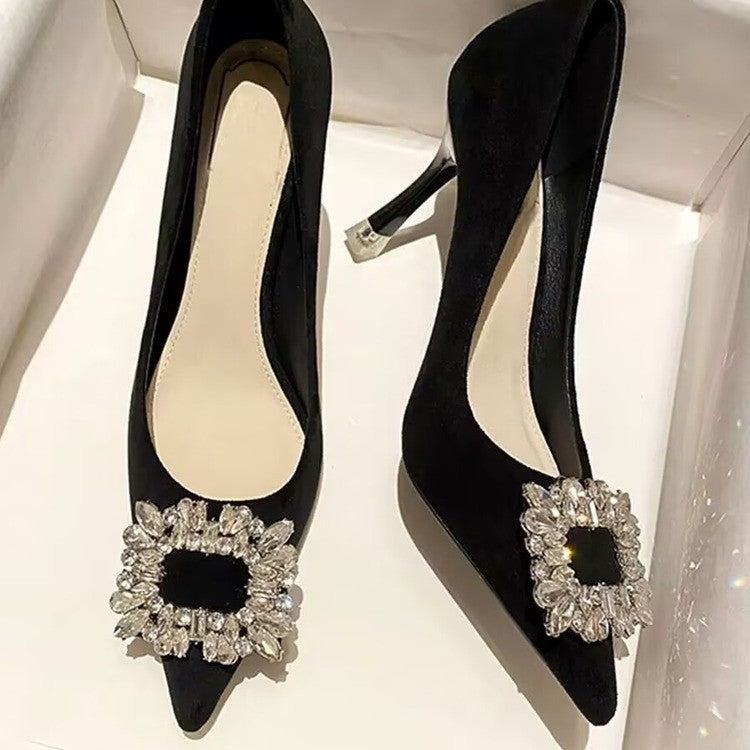 Damen elegante Pumps mit funkelndem Strassbesatz und modernem Design R&B