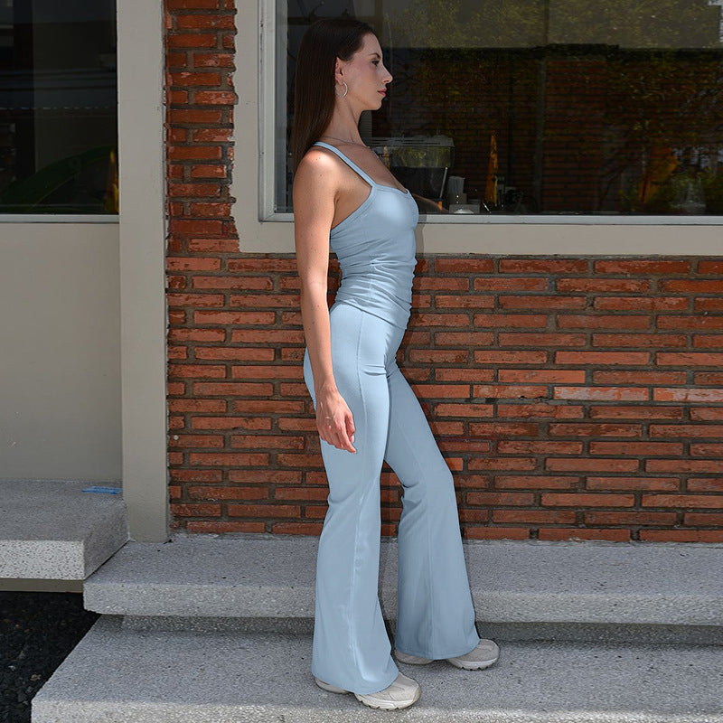 Damen Sportliches Set mit figurbetontem Top und Bootcut-Hosen R&B