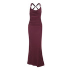 Damen Elegantes Maxikleid mit gerafftem Oberteil