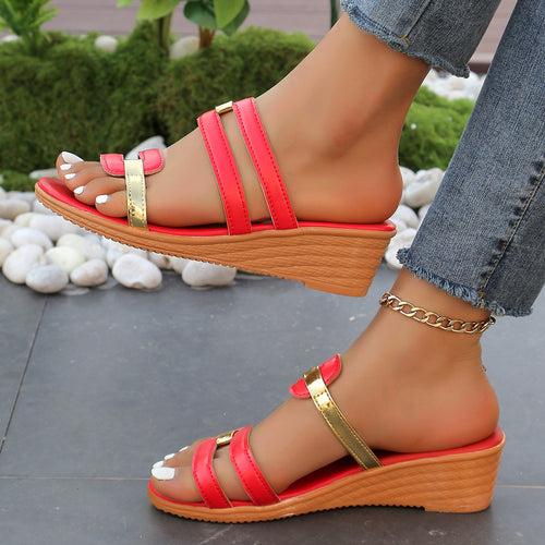 Damen Wedge-Sandalen mit wasserfestem Obermaterial und elegantem Riemendesign R&B