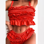 Damen Bikinihose mit voluminösen Rüschendetails R&B