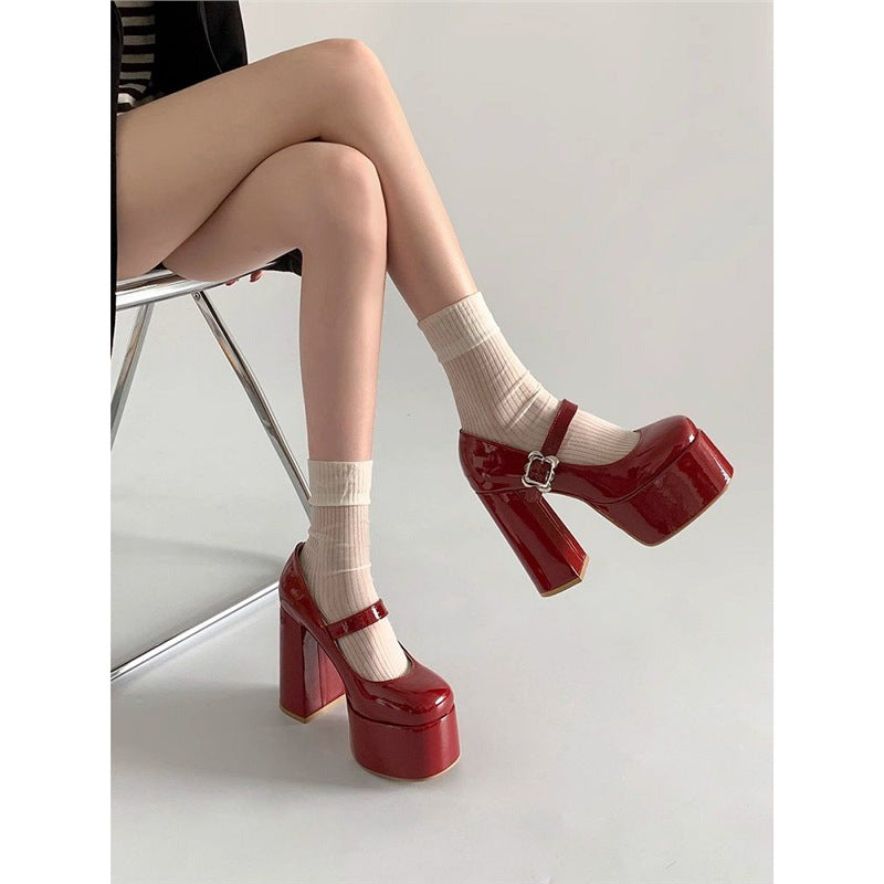 Damen Plattform Pumps mit eleganter Schnalle R&B