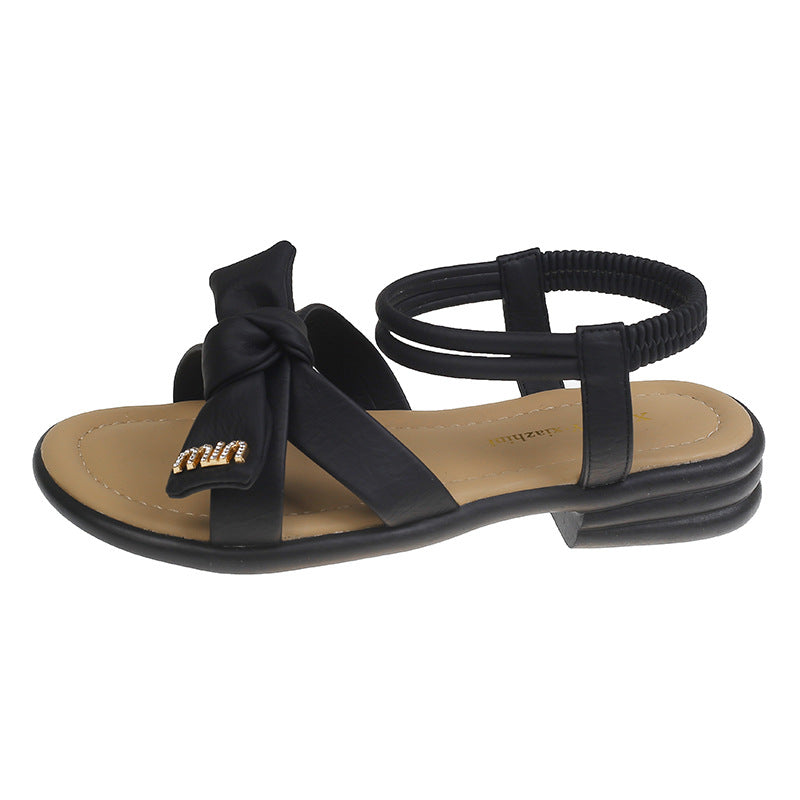 Damen elegante Sandalen mit hochwertigem Knoten-Design und flexiblem Riemen EB