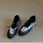 Damen modische Ballerinas mit floralem Akzent R&B