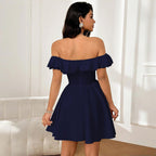 Damen Off-Shoulder Kleid mit verspieltem Schleifendetail R&B