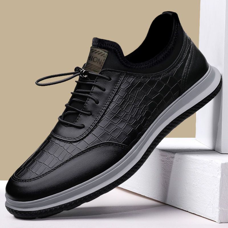 Herren Modische Schnürschuhe aus hochwertigem Leder mit stilvollem Krokodil-Muster R&B