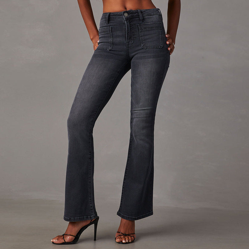 Damen Flared Jeans mit hoher Taille und stylischem Schnitt R&B