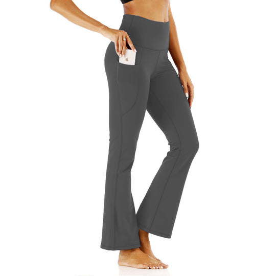 Damen Sportliche Bootcut-Leggings mit hohem Bund und Seitentaschen R&B