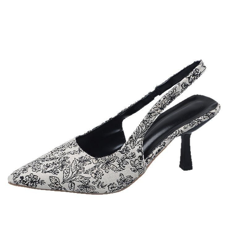 Damen Slingback-Pumps mit floralem Muster und elegantem Absatz R&B